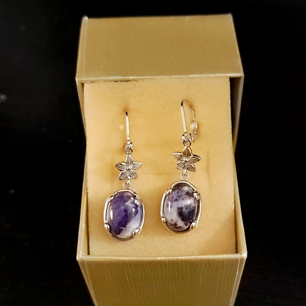 Purple Morado Opal Rhodium Over Silver Earrings